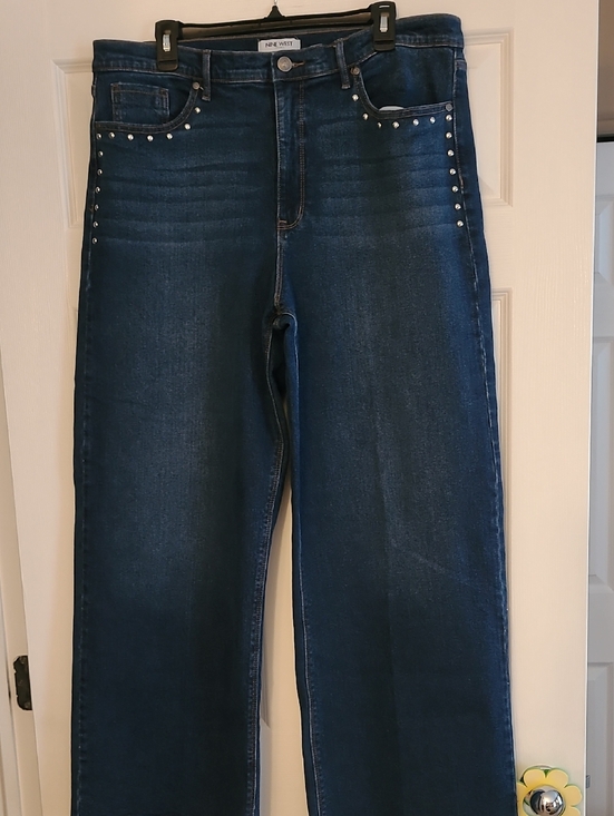Nine West Denim - Nine West Dark Blue Wide-Leg Jeans with Stud Accents